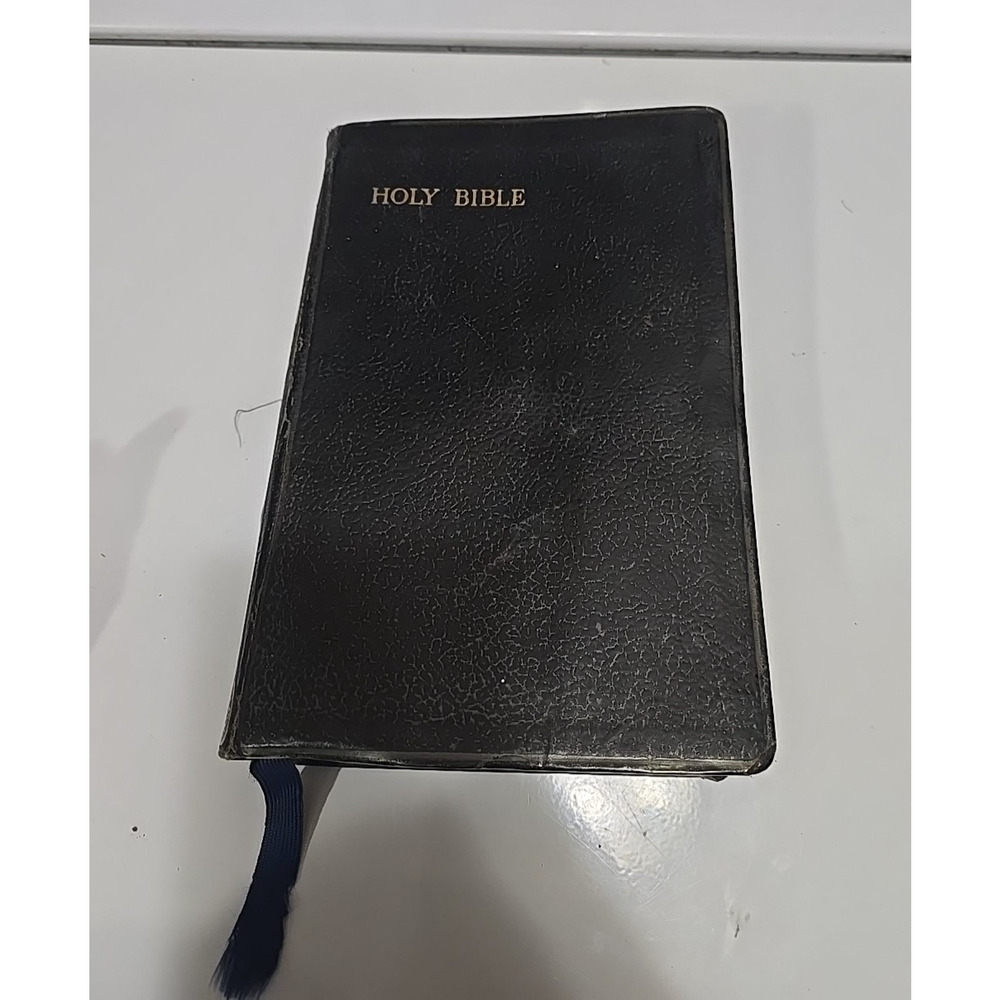 Vintage 1958 Holy Bible Leather Bound William Collins Color Map Religious Book